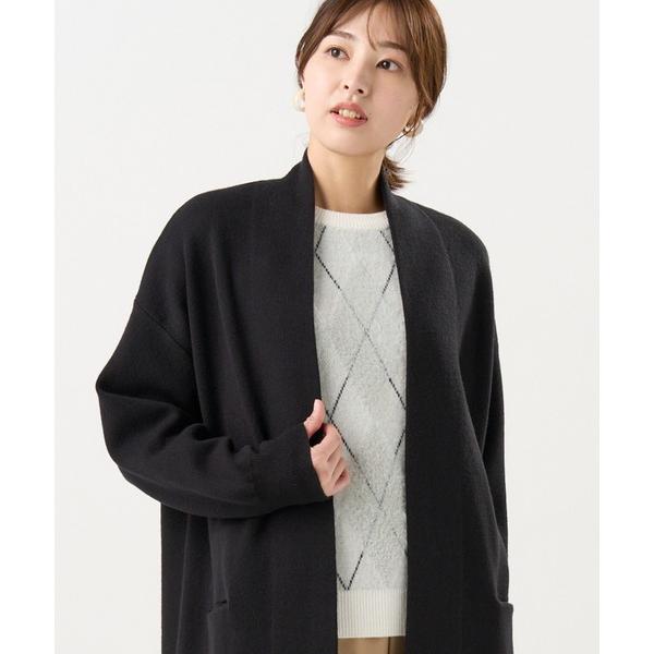 カーディガン ワッフルジャカード トッパー コーディガン レディース