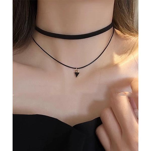 ネックレス 合皮二連チョーカーネックレス/レディース(T3) レディース