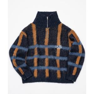 セーター ニット check half zip knit / チェックハーフジップニット メンズ レディース