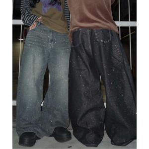 ジーンズ グリッター加工カーブデニム メンズ レディース