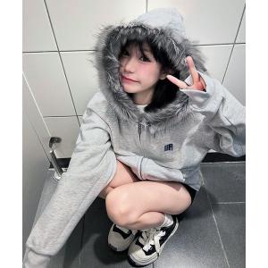 パーカー フェイクファーフード スウェットパーカ...の商品画像