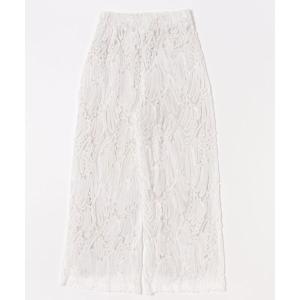 パンツ エンボスジャガードワイドパンツ レディース