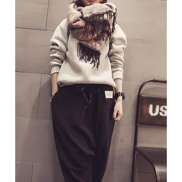 マフラー ストール タッセルのついた大きめサイズのエスニックマフラー レディース