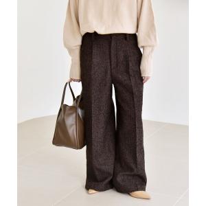パンツ quaranciel: ツイード タック ワイド パンツ レディース