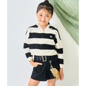 パーカー  ショート ボーダー ニット パーカー「ジュニアお揃い」 キッズ 子供服 女の子