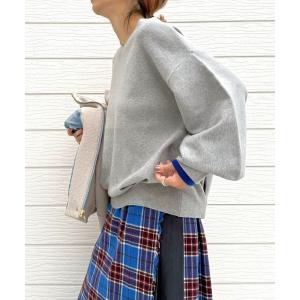 ニット セーター やわもちぽわん袖配色ニット レディース