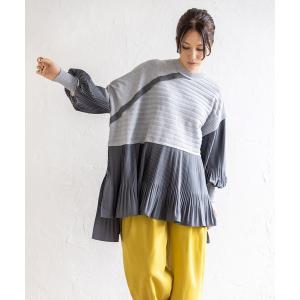 ニット セーター プリーツ切替ニットプルオーバー レディース