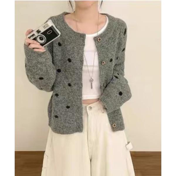 カーディガン 25aw/ドット柄ニットカーディガン レディース