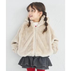 コート アウター 「洗える」「軽い」「あたたかい」ふわふわ ファー ジップ フード付き ジャケット キッズ 子供服 女の子