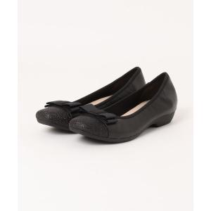 パンプス スクエアトゥグログランリボンパンプス