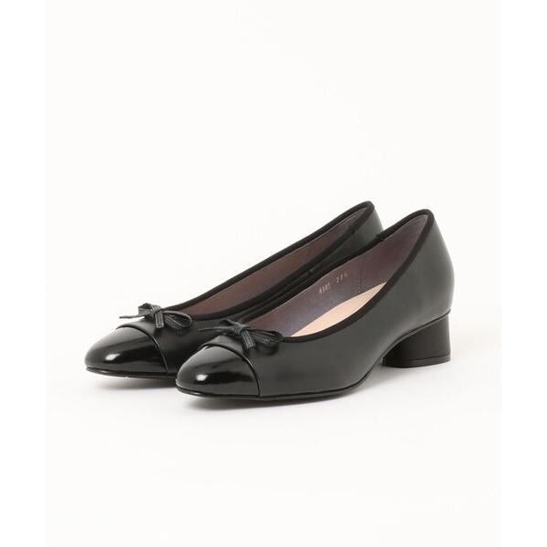 パンプス トゥーキャップリボンモチーフパンプス