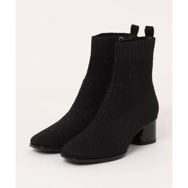 ブーツ ホットフィックスストレッチニットショートブーツ レディース