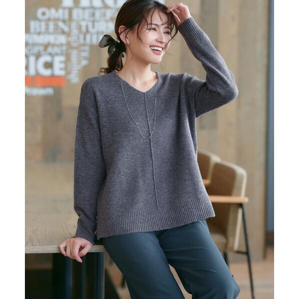 ニット セーター 「安田美沙子さん着用」メランジVネックニットプルオーバー レディース