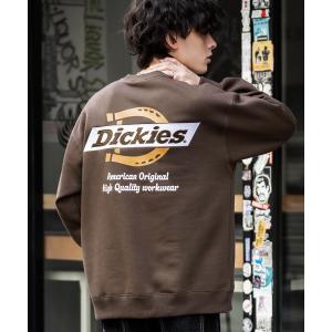 トレーナー スウェット Dickies 裏起毛バックプリント刺繍クルーネック長袖スウェットトレーナー メンズ レディース