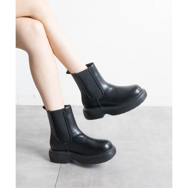 ブーツ 厚底ショートサイドゴアブーツ レディース