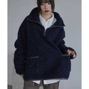 コート アウター ミックスカラーハーフZIPボアアウター レディース