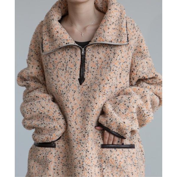 コート アウター ミックスカラーハーフZIPボアアウター レディース