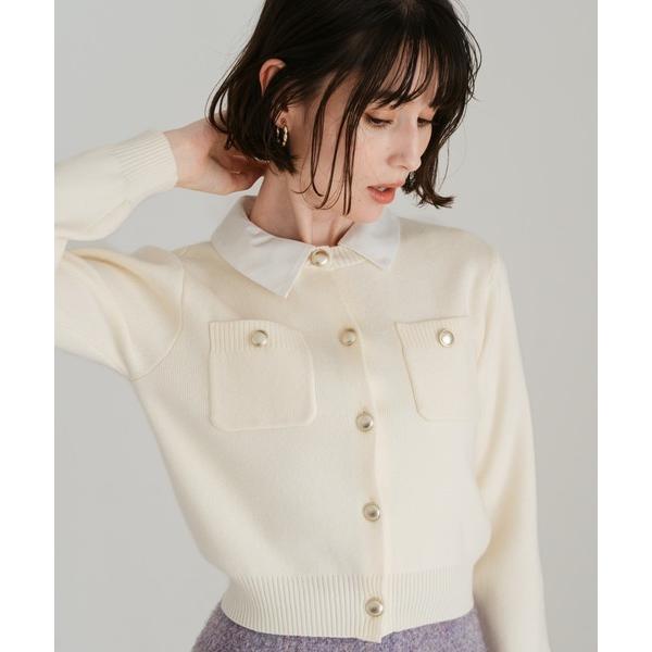 カーディガン 2025秋冬新作 襟付きポケットカーディガン レディース