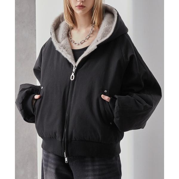 コート ジャケット リバーシブルダックファー ショートフードブルゾン メンズ レディース