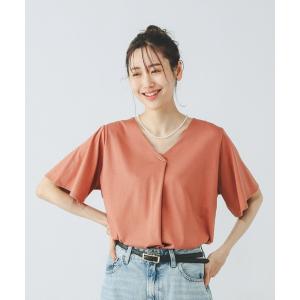 「GLOBAL WORK」 半袖カットソー LARGE テラコッタ レディース