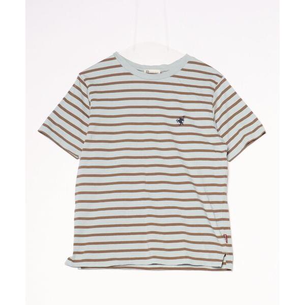 「Java」 ボーダー柄半袖Tシャツ M ブルー レディース