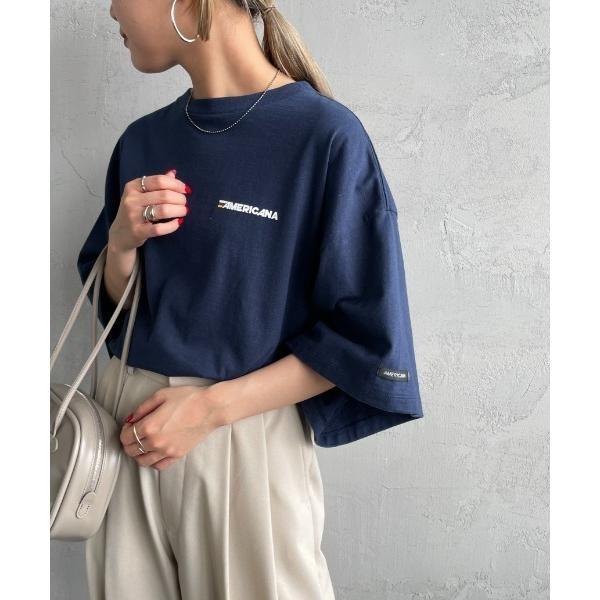 「AMERICANA」 半袖カットソー F ネイビー レディース