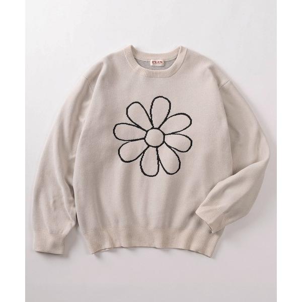 セーター ニット 「72」グラフィックデザイン ロゴ／フラワー／ハートモチーフ クルーネックモールニ...