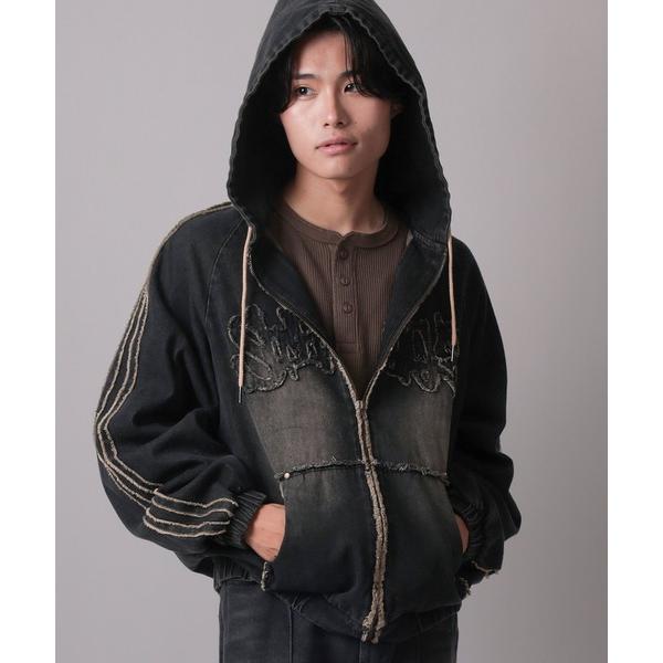ブルゾン アウター 「85」オーバーダイデニム 袖ライン ショート丈 フードブルゾン／デニムジャケッ...