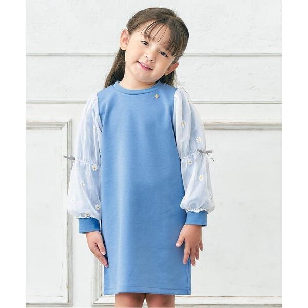 ワンピース 「ジュニア対応」3柄刺繍チュールスリーブワンピース キッズ 子供服 女の子