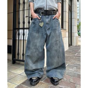 ジーンズ DIRTY DAMAGE BAGGY DENIM PANTS／ヴィンテージライクダメージバギーデニムパンツ メンズ レディース