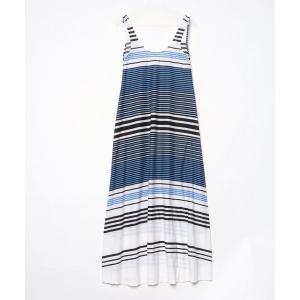 「asos」 ボーダー柄キャミソールワンピース 0 ブルー レディース