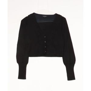 「nanette lepore」 フリルニットカーディガン S ブラック レディース