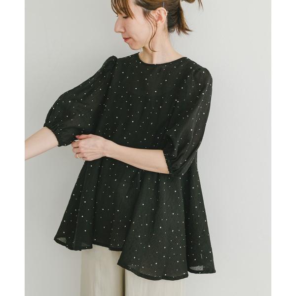 「ITEMS URBANRESEARCH」 半袖ブラウス FREE ブラック レディース