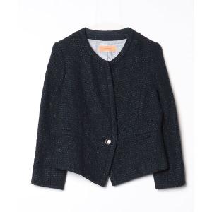 「Sunauna」 ノーカラージャケット 40 ネイビー レディース