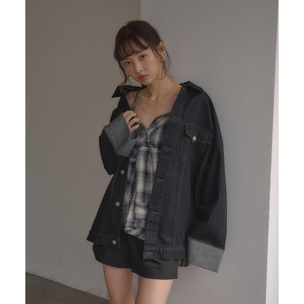 デニムジャケット gジャン 「INGNI　SOELA」袖折り返しデニムジャケット(セットアップ対応)...
