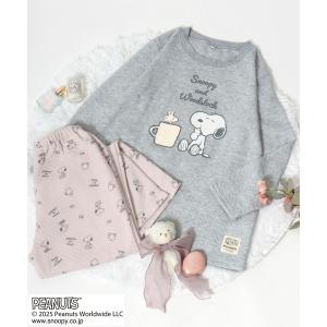 パジャマ ルームウェア PEANUTS SNOOPY（ピーナッツ スヌーピー）キャラクタープリントキルト素材×イージーパンツ セットアップ/ルームウェ