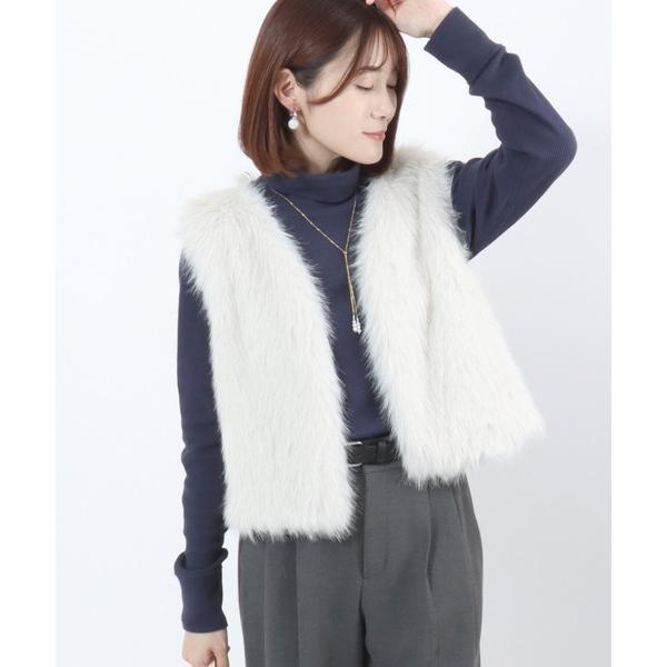 ベスト ジレ ミックスシャギーフェイクファー ショート丈ベスト レディース レディース