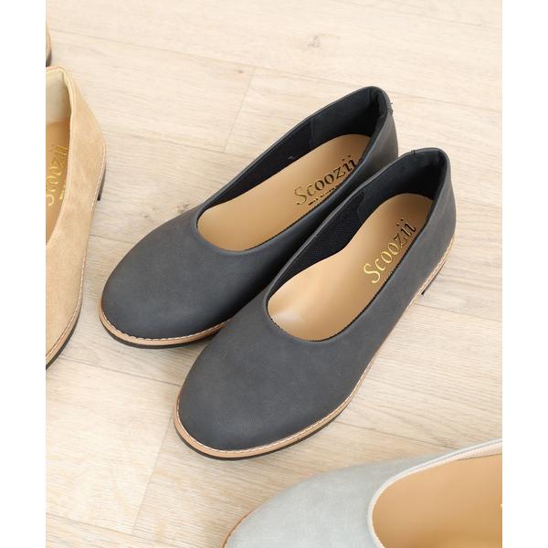パンプス SCOOZII ラウンドトゥカジュアルパンプス マットレザー調 1756