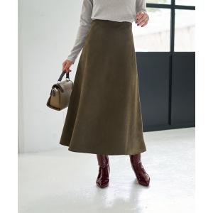 スカート スッキリとしたスエード調Aラインスカート