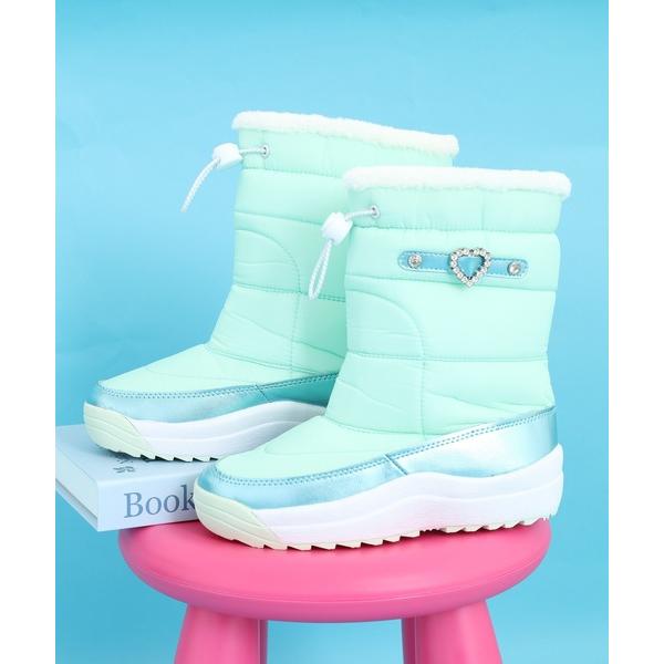 ブーツ キッズ 防寒 ハートアクセサリー ダウンブーツ パファー ミドルブーツ キッズ 子供 女の子