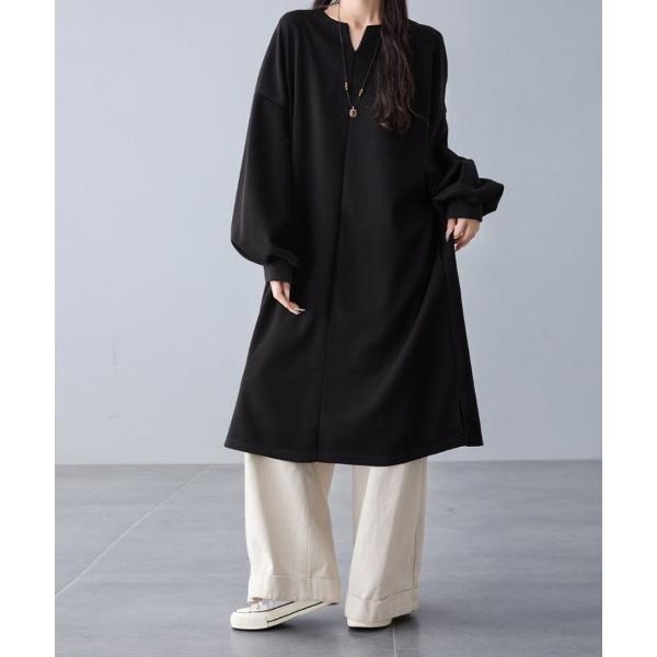 ワンピース ギャザー袖チュニックワンピース