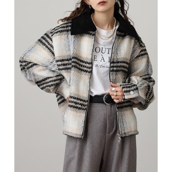 ブルゾン アウター Arinomama チェックショートブルゾン　起毛チェック　コーデュロイ レディ...