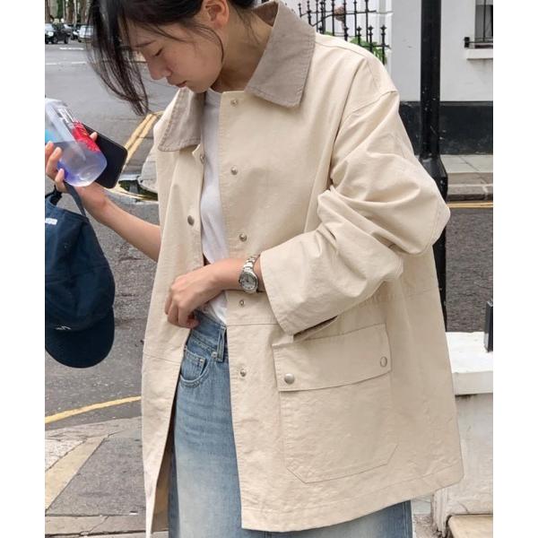 ブルゾン アウター 配色ステッチ入りカジュアルジャケット レディース