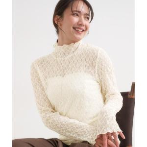 tシャツ レースハイネックトップス レディース