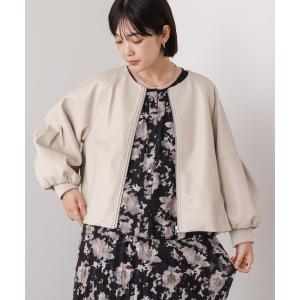 コート アウター フレアスリーブフェイクレザージャケット レディース