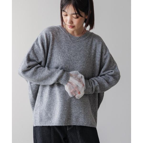 ニット セーター スパンコールドルマンニットリブ レディース