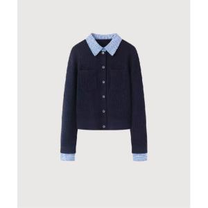 カーディガン Preppy Shirt Stitching Cardigan レディース