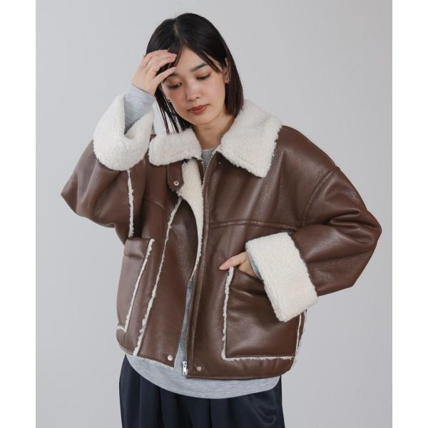 ブルゾン アウター レザーボアブルゾン レディース