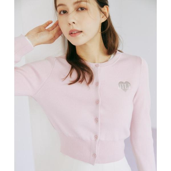 ニット セーター  ハート刺繍カラーカーディガン レディース