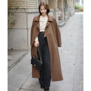 コート アウター mayu - スタンドカラーコクーンスリーブロングコート made in INTER FACTORY レディース